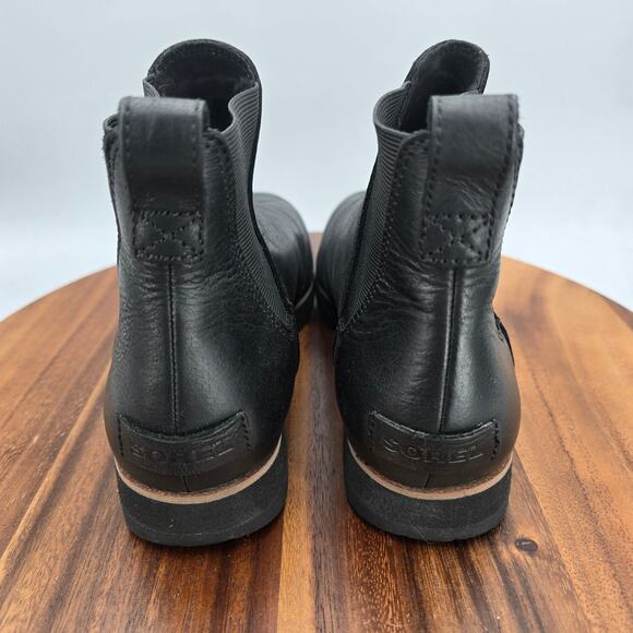 Sorel Harlow Chelsea Boots Womens 8 Black Leather Pull On Ankle Comfort Booties - Picture 4 of 7